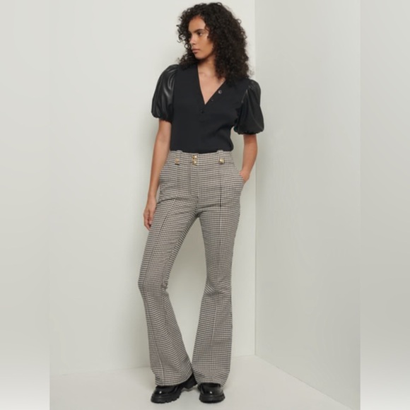 Derek Lam 10 Crosby Flared Houndstooth Pants - Picture 1 of 15
